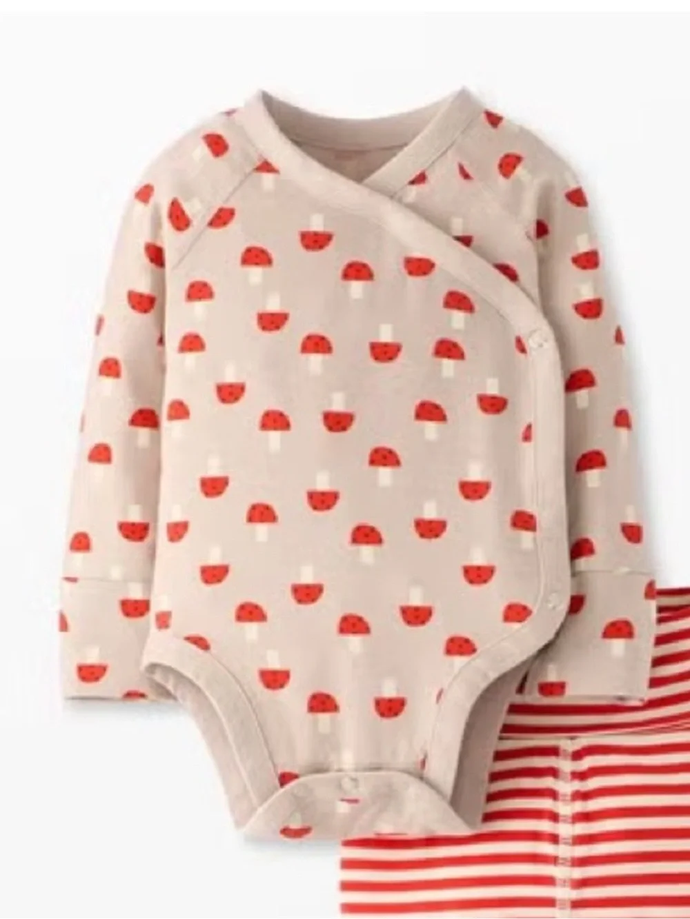 Hannah Andersson Baby Mushroom Print Lafayette Wrap Top Onesie SZ 18-24 Months